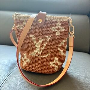 Handmade Tan and Caramel Crochet Shoulder Crossbody Bag
